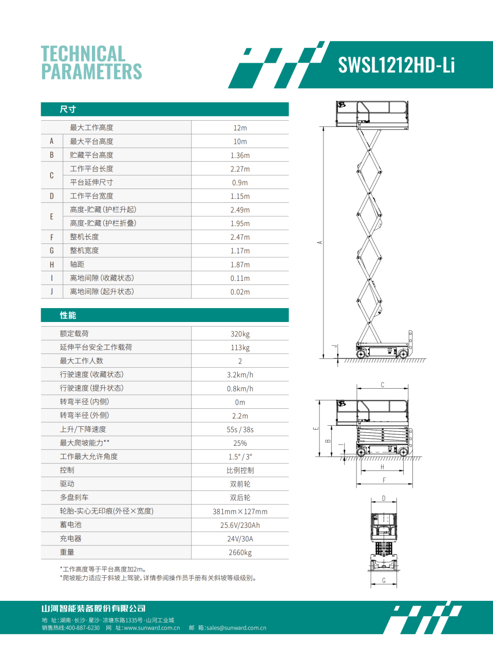 SWSL1212HD-Li 電動(dòng)剪叉式高空作業(yè)平臺(tái)